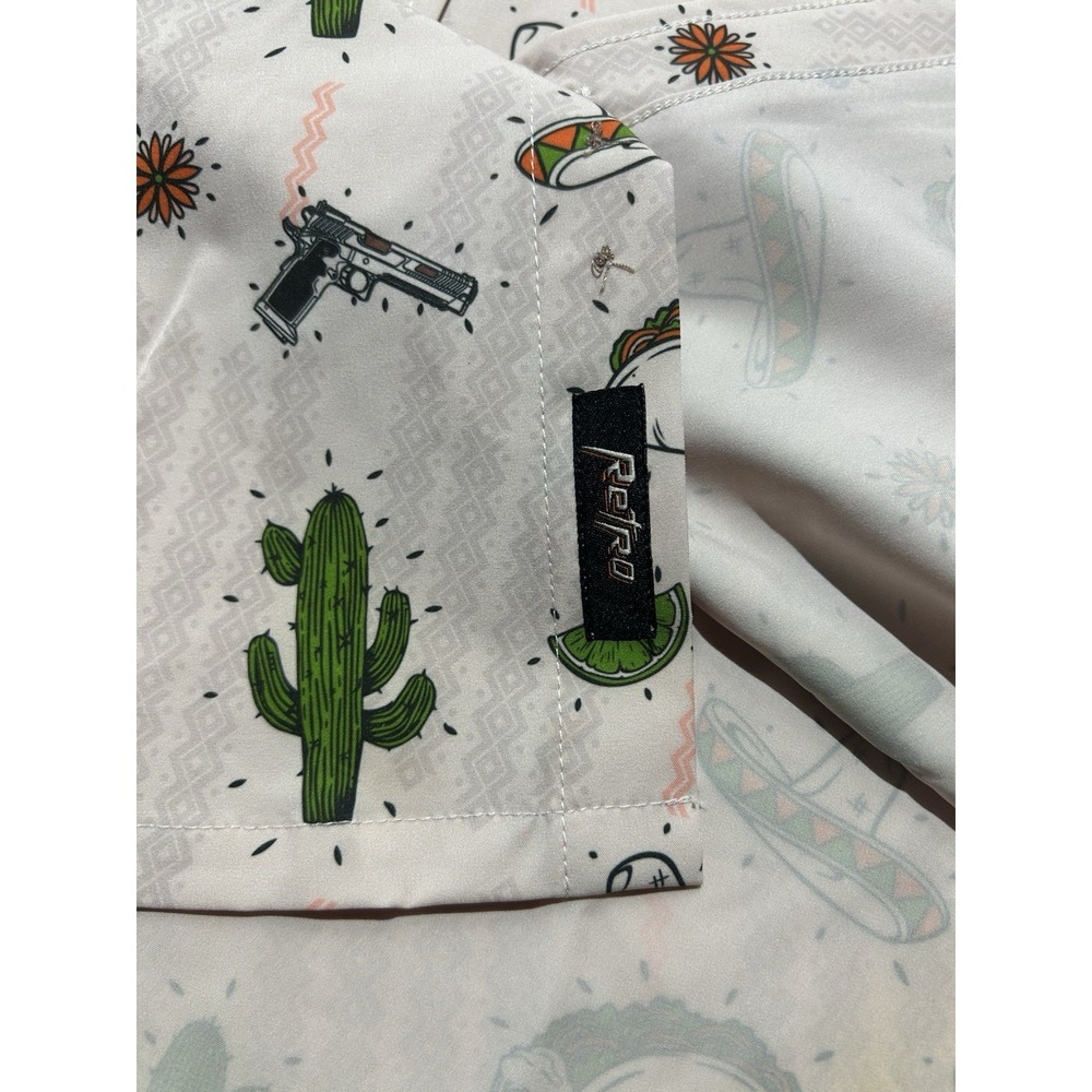 Retro Rifle Taco Tuesday Shirt Mens XL AOP Cactus Hawaiian Casual Button Up - Picture 6 of 8